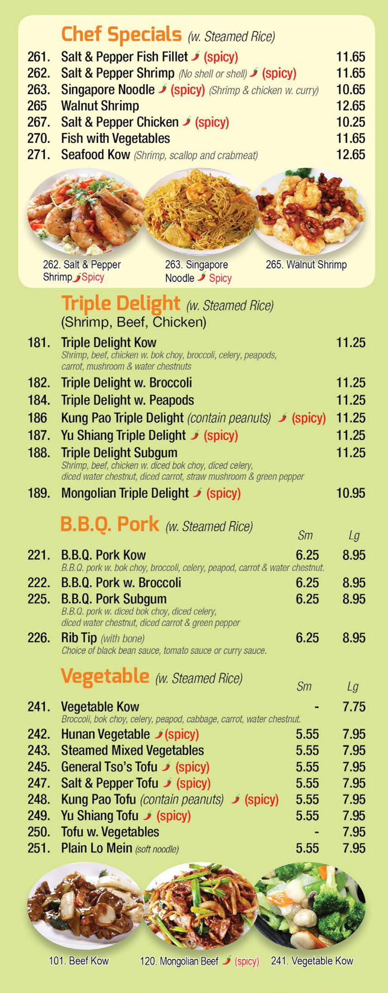 Menu New Hong Kong Garden